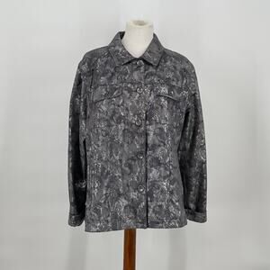 Chico's Silver Snakeskin Print Lightweight Jacket Size 3 (XL/16) Classic‎
